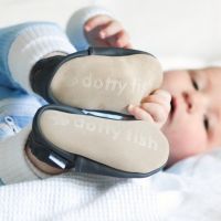 Dotty Fish soft leather baby shoes with non-slip suede soles