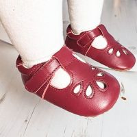 Dotty Fish Red Adjustable T-bar shoes.