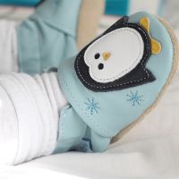 Percy penguin soft leather baby shoes by Dotty Fish with elasticated ankles