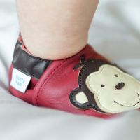 Dotty Fish Monkey baby shoes with elasticated ankle trim