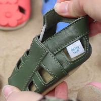 Dotty Fish soft leather baby sandals with elasticated ankles