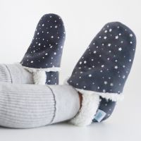 Dotty Fish grey with Silver stars suede slippers