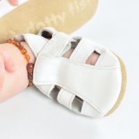 Dotty Fish baby and toddler soft leather white sandals. 