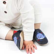 Whale and Navy Slipper Gift Set