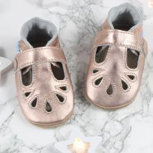 Rose Gold T-Bar Rubber Sole Shoes