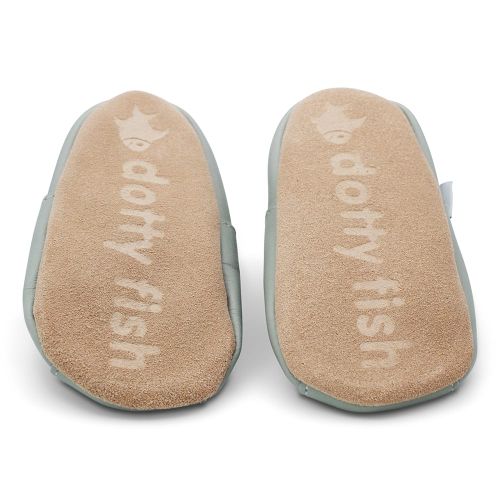 Non-slip suede soles on Dotty Fish Grey Star Baby Sandals