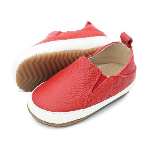 Red Slip-on Leather First Shoes