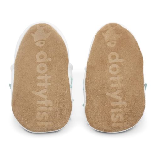 Non-slip suede soles on Dotty Fish baby shoes