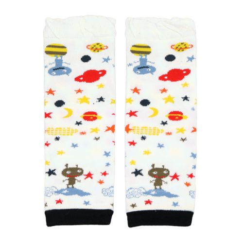 Colourful baby legwarmers with space theme from Dotty Fish 