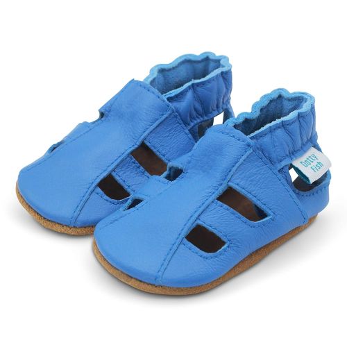 Soft leather baby and toddler sandals in cobalt blue