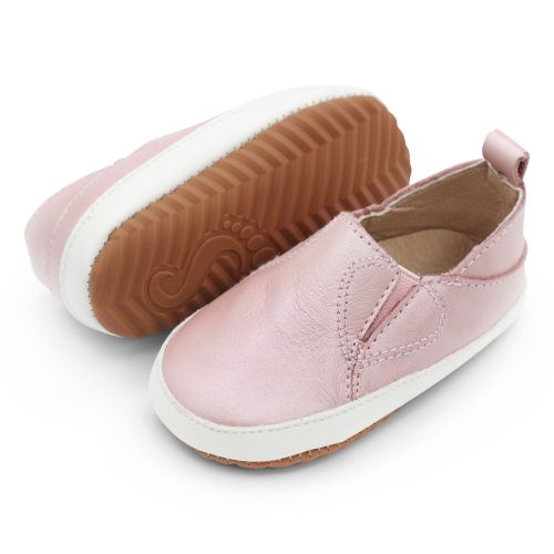 Slip-on Leather Pre-Walker Shoes - Pink