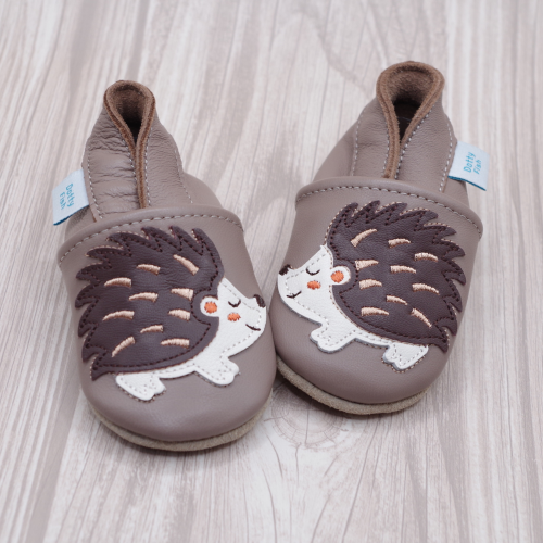 Dotty Fish hedgehog shoes with barefoot feel, soft soles.
