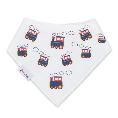 Cotton bandana bib with choo choo train design for babies and toddlers 