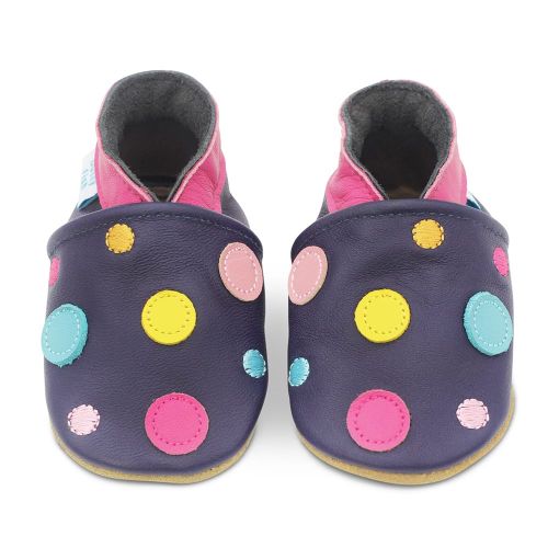 Pink and Grey Stars Non Slip Boys and Girls with Navy Blue Toddler Shoes. Dotty Fish Soft Leather Baby Shoes 0-6 Months to 4-5 Years 