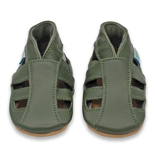 Khaki green soft sole baby sandals from Dotty Fish 