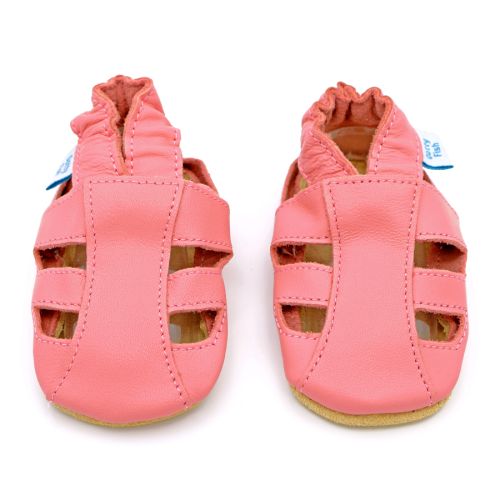 Pink leather baby sandals from Dotty Fish