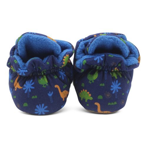 Cute dinosaur baby booties with elasticated ankles and fleece lining