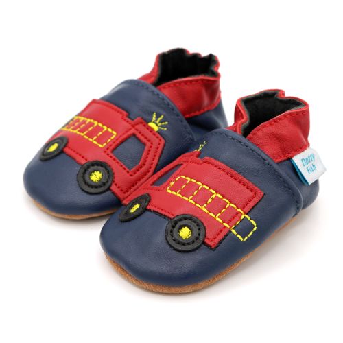 Dotty Fish Red Fire Engine Soft Leather Baby Shoes - side view