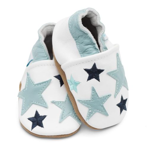 Blue Twinkle Stars soft sole baby shoes from Dotty Fish 