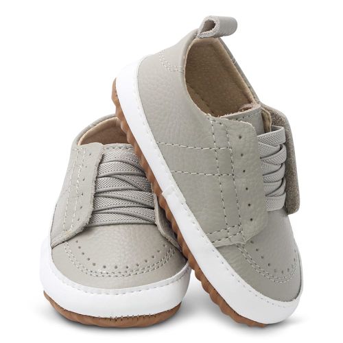 Slip-on Leather Pre-Walker Baby Shoes - Light Grey