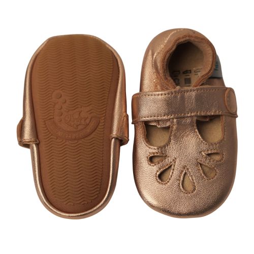 Rose Gold T-Bar Rubber Sole Shoes