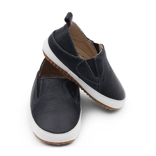 Leather Slip-on Pre-Walker Shoes - Navy