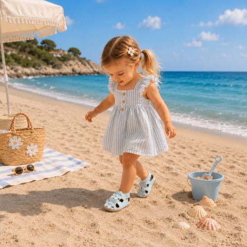 Blue Flower Soft Sole Sandals
