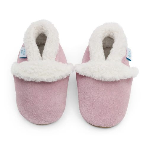 Fleece Lined. Dotty Fish Toddler Suede Slippers