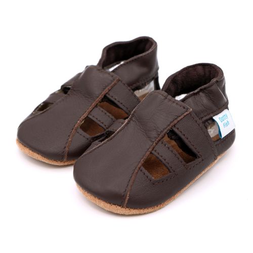 Soft leather baby and toddler sandals - Brown