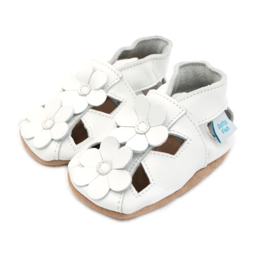 White Flower leather baby sandals from Dotty Fish - side view