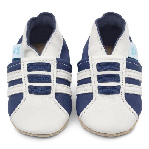 Dotty Fish Navy Trainers baby shoes front view