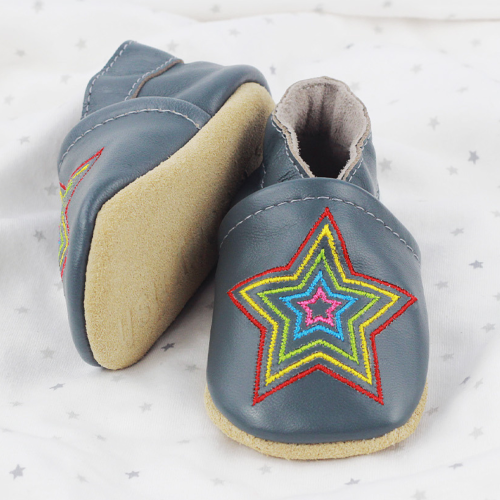 Grey Rainbow Star Soft Sole Shoes