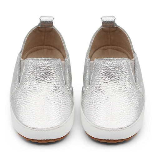 Silver Stomp Slip-on Toddler Shoes with Rubber Soles - Shimmy Shoes by Dotty Fish 