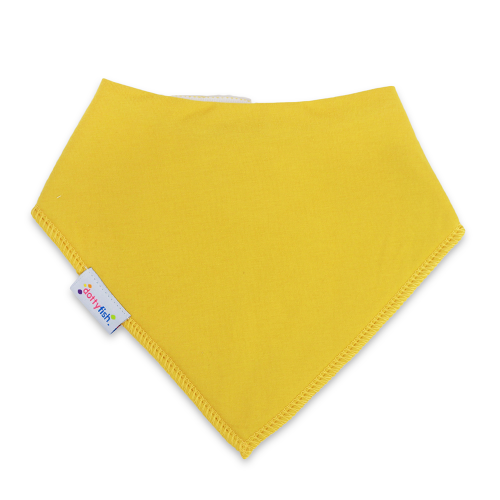 Dotty Fish baby and toddler plain mustard yellow cotton bandana bib.