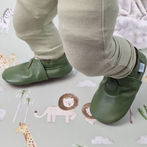 Plain Olive Rubber Sole Shoes