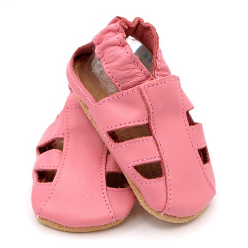 Dotty Fish baby sandals - pink leather soft sole sandals for babies and toddlers