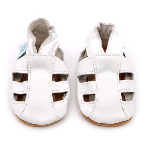 White leather baby and toddler sandals from Dotty Fish - front view