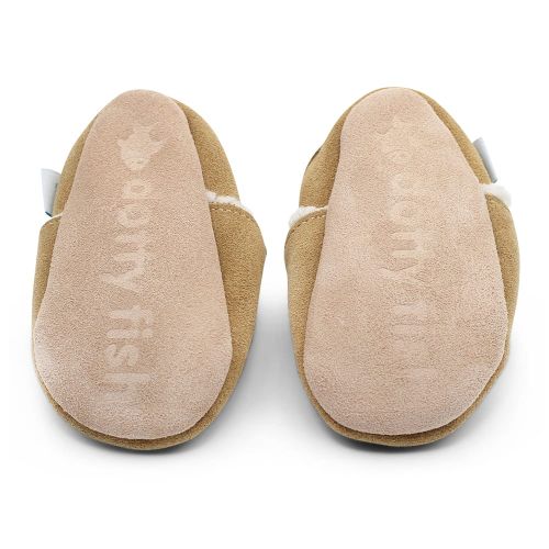 Non-slip suede sole - Tan Suede Baby and Toddler Slippers from Dotty Fish