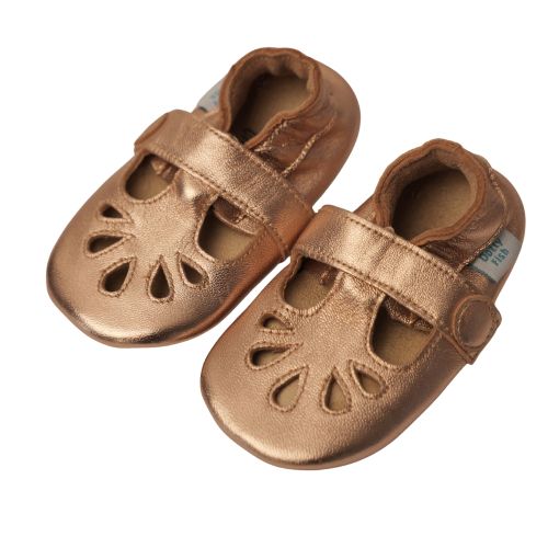 Rose Gold T-Bar Rubber Sole Shoes