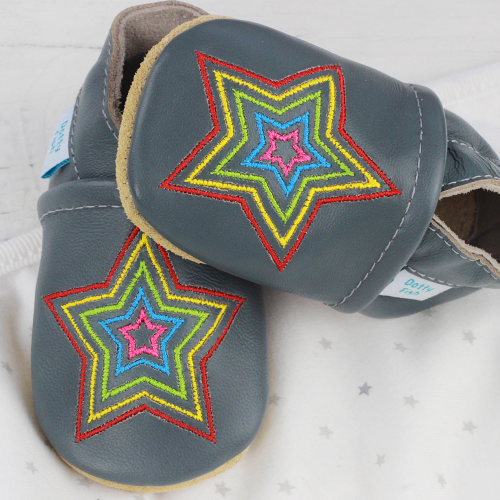 Grey Rainbow Star Soft Sole Shoes