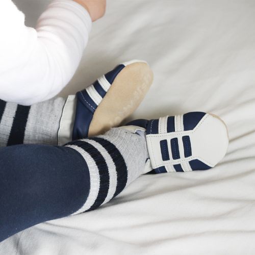 Dotty Fish Navy Trainers soft sole leather baby shoes 