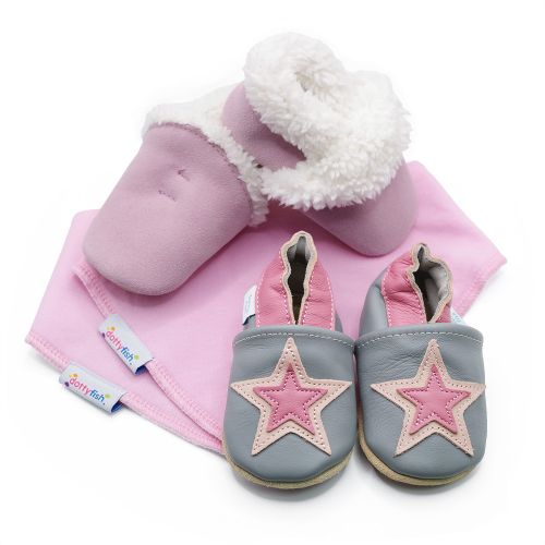Grey and Pink Star and Slipper Gift Set