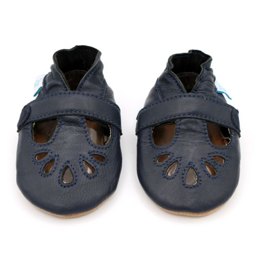 Navy Blue T Bar Leather & Shoes
