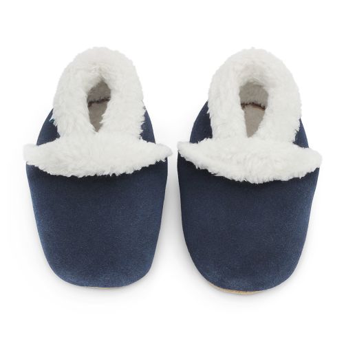 Baby Spliffs Navy Slippers | Soft Sole Suede Slippers | Dotty Fish