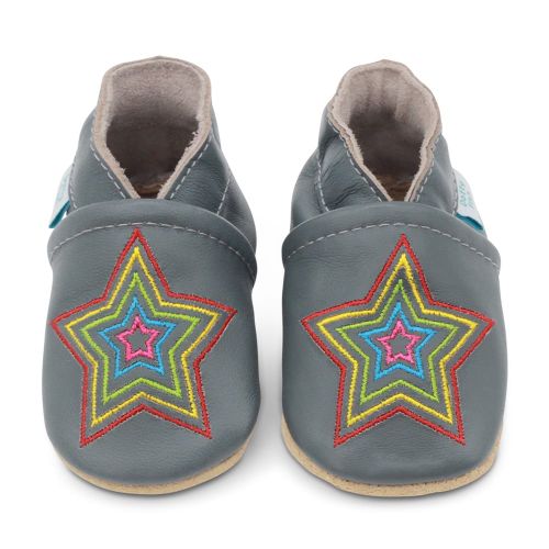 Dotty Fish Grey Rainbow Star | Soft Sole Shoes, barefoot shoe