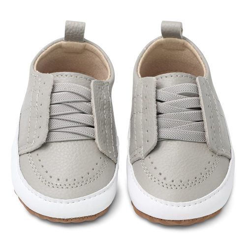 Light Grey Slip On Leather Pre Walker Shoes