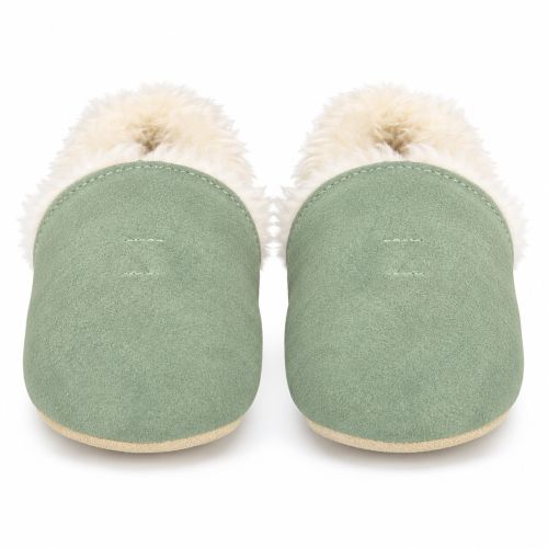 Dotty Fish Sage Green Slippers | Soft Sole Suede Slippers, barefoot shoe