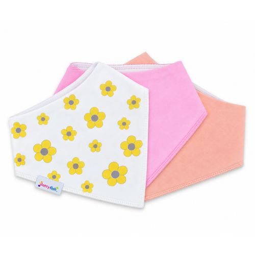 Dotty Fish Daisy & Pink Bibs 3 Pack| Organic Cotton Bibs, barefoot shoe