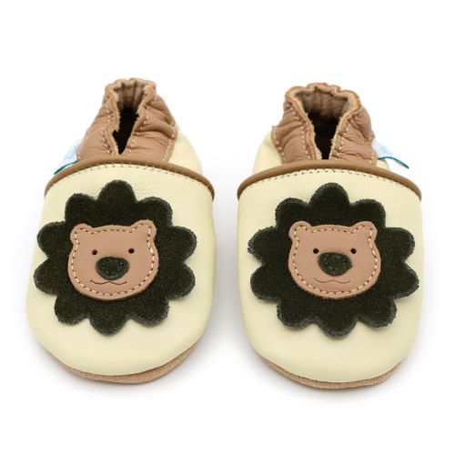 Dotty Fish Soft Leather Baby Shoes with Suede Soles Girls and Boys Beige Sandals. 
