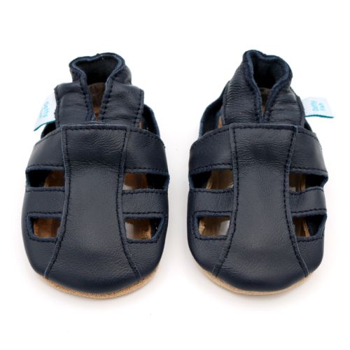 Dotty Fish Navy Sandals | Soft Sole Summer Shoes, barefoot shoe